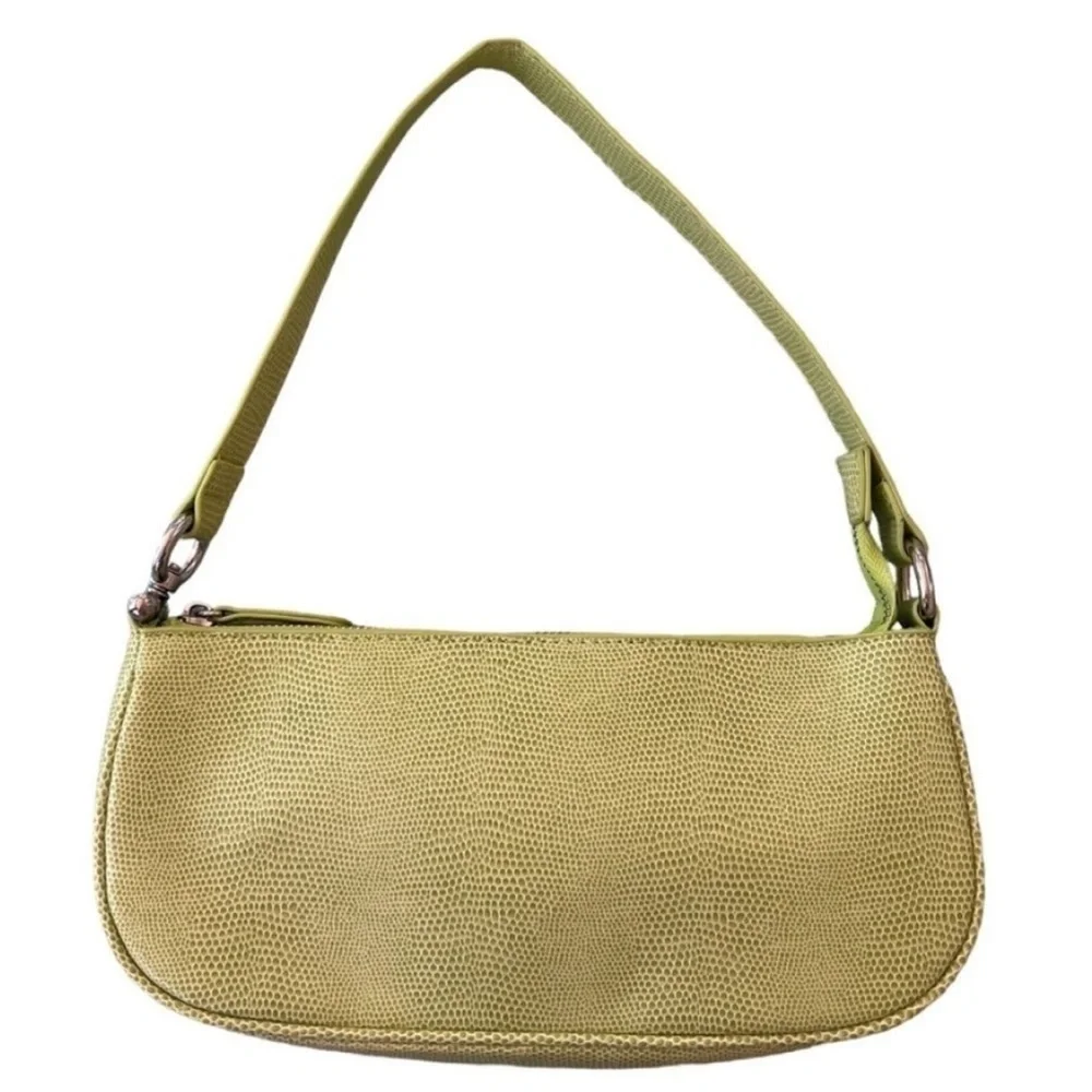 Urban Outfitters Green Faux Snakeskin Shoulder Bag Silver Hardware